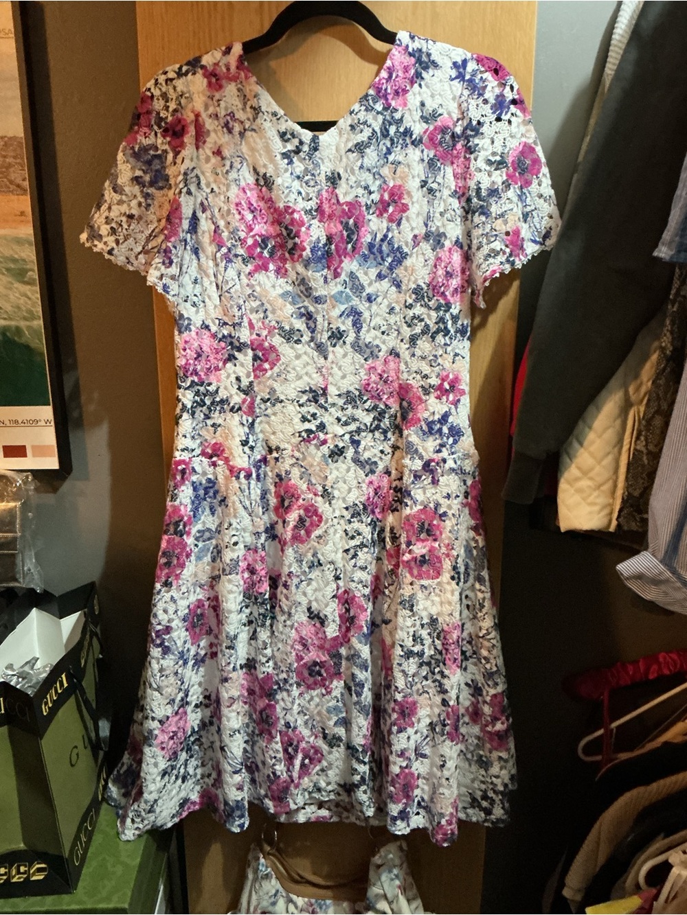 Rabbit Rabbit Rabbit Floral Lace Dress in White, Pink, Navy - Picture 5 of 5